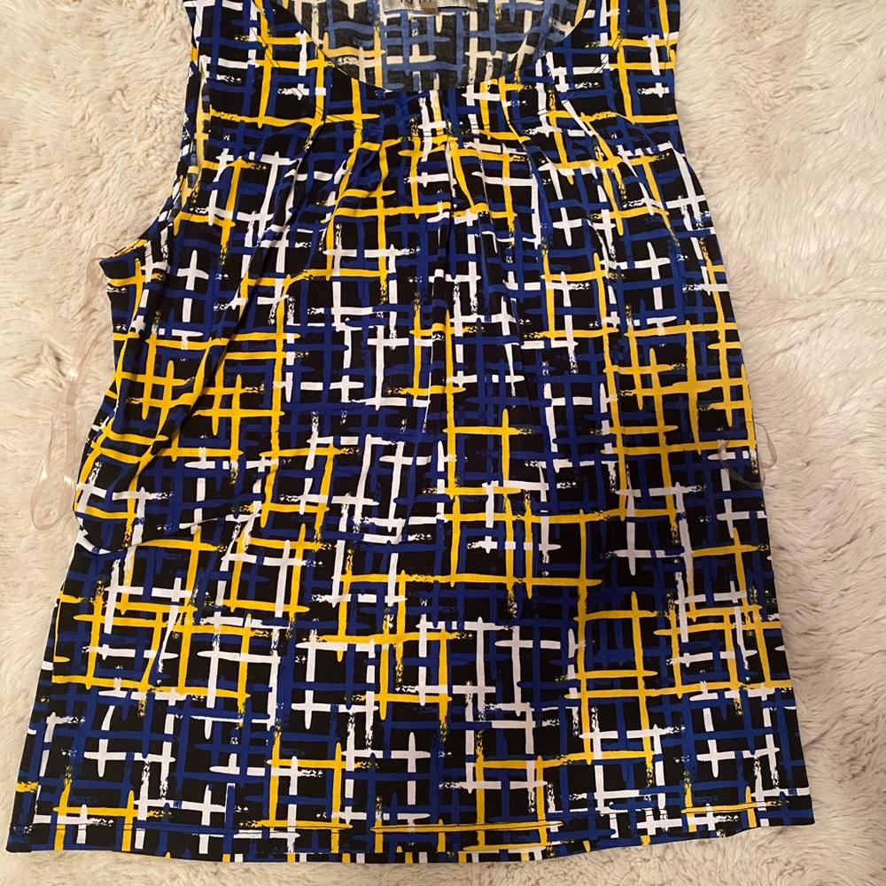 Kasper Patterned Top - Blue and Yellow